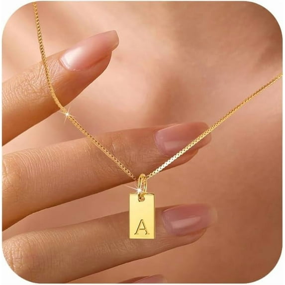 S925 Sterling Silver Initial Necklaces for Women Dainty 14k Gold Plated Letter Name Pendant Necklace A-Z Personalized Tag Charm Chain Jewelry Christmas Gifts for Mother Daughter