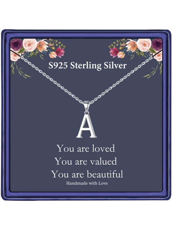 S925 Sterling Silver Initial Necklaces for Women, Dainty Sterling Silver Initial Necklace Women Birthday Christmas Gifts Personalized Initial Necklaces for Women Jewelry