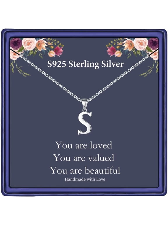 S925 Sterling Silver Initial Necklaces for Women, Dainty Sterling Silver Initial Necklace Women Birthday Christmas Gifts Personalized Initial Necklaces for Women Jewelry