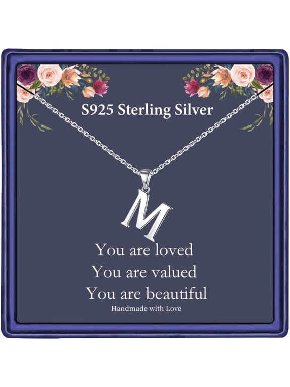 S925 Sterling Silver Initial Necklaces for Women, Dainty Sterling Silver Initial Necklace Women Birthday Christmas Gifts Personalized Initial Necklaces for Women Jewelry
