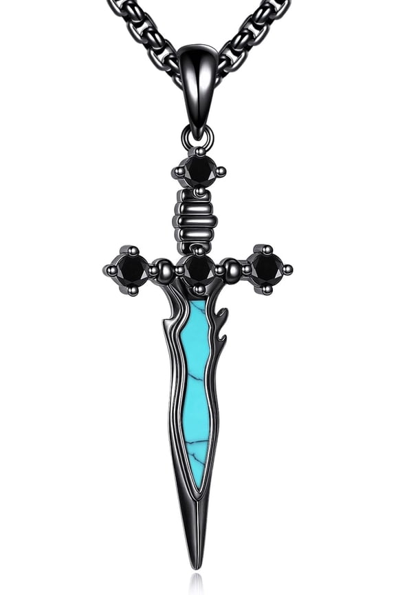 S925 Sterling Silver Men's Cross Necklace with Sword Design - Elegant Christian Necklace for Men