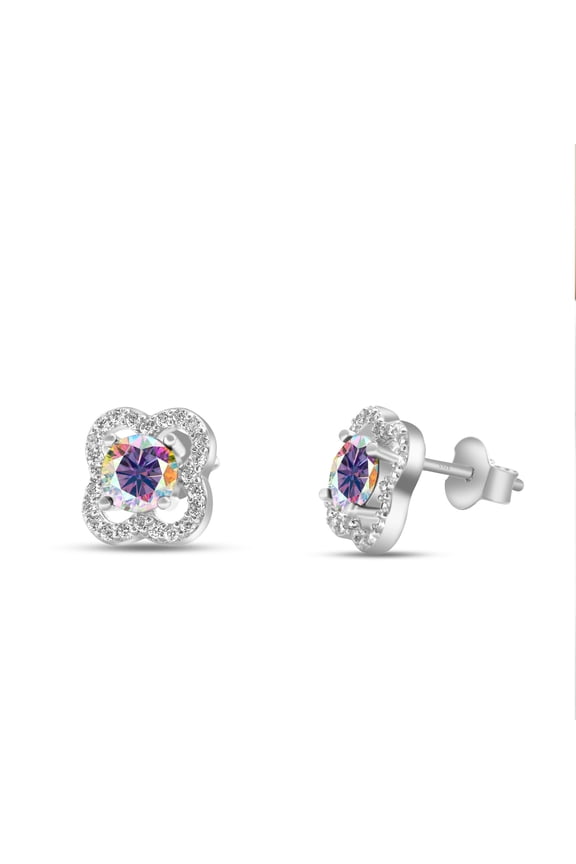 S925 Sterling Silver Moissanite Four-Leaf Clover Earrings Ladies Micro Inlay D Color 50 1Ct Earrings
