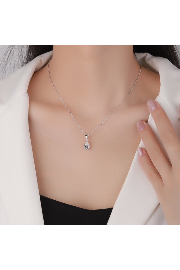 S925 Sterling Silver Moissanite Pendant Water Drop