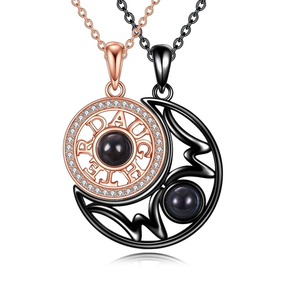 S925 Sterling Silver Mothers Day Gifts 100 Language I love you Necklace for Mom Daughter Sterling Silver Matching Love Heart Pendants Wedding Gifts for Women (daughter)