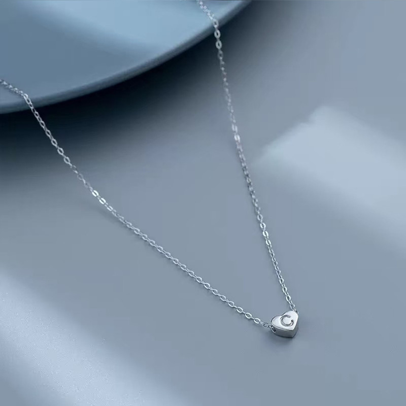 S925 Sterling Silver Necklace for Women, Letter C Charm Pendant with Initial - Birthday Christmas Wedding Valentines Jewelry Gifts for Her