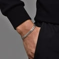 thumbnail image 1 of S925 Sterling Silver Personality Cuban Link Chain Men's Street Tide Brand Bracelet, 1 of 2