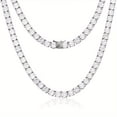 thumbnail image 1 of S925 Sterling Silver Plated 18K Gold Set 3-6.5MM Moissanite Tennis Necklace Men's and Women's Tennis Necklace | Gifts for Her | Birthday | Wedding | Anniversary | Engagement | School Graduation Gift |, 1 of 7