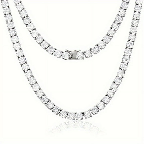 S925 Sterling Silver Plated 18K Gold Set 3-6.5MM Moissanite Tennis Necklace Men's and Women's Tennis Necklace | Gifts for Her | Birthday | Wedding | Anniversary | Engagement | School Graduation Gift |