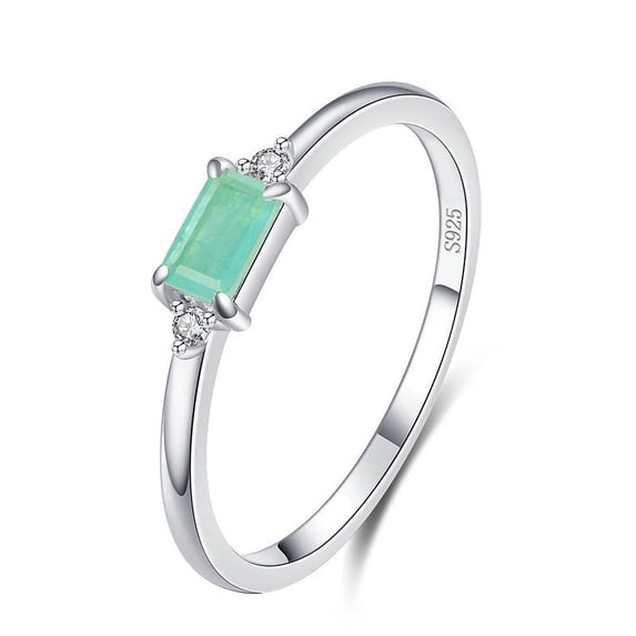 S925 Sterling Silver Ring For Women Imitation Tourmaline Paraiba Geometric Elegant Jewelry Gift Ideal Gift For Her