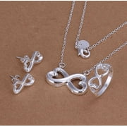 S925 Sterling Silver Ring, Necklace, Stud Earrings Set