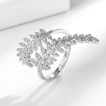 S925 Sterling Silver Rings for Women, Leaves Shaped Stacking Adjustable Band Thumb Finger Cubic Zirconia Ring, Engagement Rings Promise Bands for Women Statement Ring