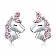 TINGN Unicorn Earrings for Women Dainty Pink CZ Earring Birthday Jewelry Gifts