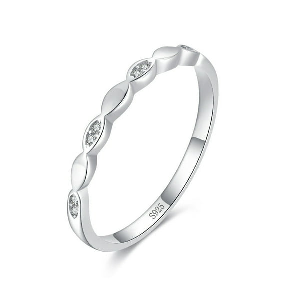 S925 Sterling Silver Simple Micro Diamond Geometric Ring