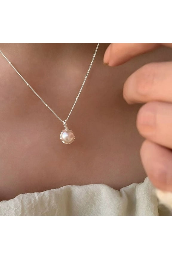 S925 Sterling Silver Single Freshwater Pearl Necklace For Women Irregular