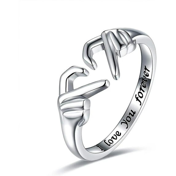 S925 Sterling Silver Skull Hand Rings for Women Men Gold Vintage Retro Punk Gothic Skeleton Adjustable Open Love Heart Shaped Statement Ring Rock Biker Day of The Dead Mens Jewelry Gifts