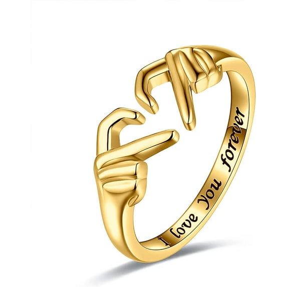 S925 Sterling Silver Skull Hand Rings for Women Men Gold Vintage Retro Punk Gothic Skeleton Adjustable Open Love Heart Shaped Statement Ring Rock Biker Day of The Dead Mens Jewelry Gifts