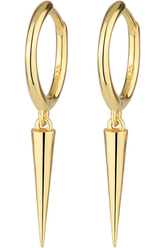 S925 Sterling Silver Spike Hoop Earrings - Punk Fashion Geometric Jewelry