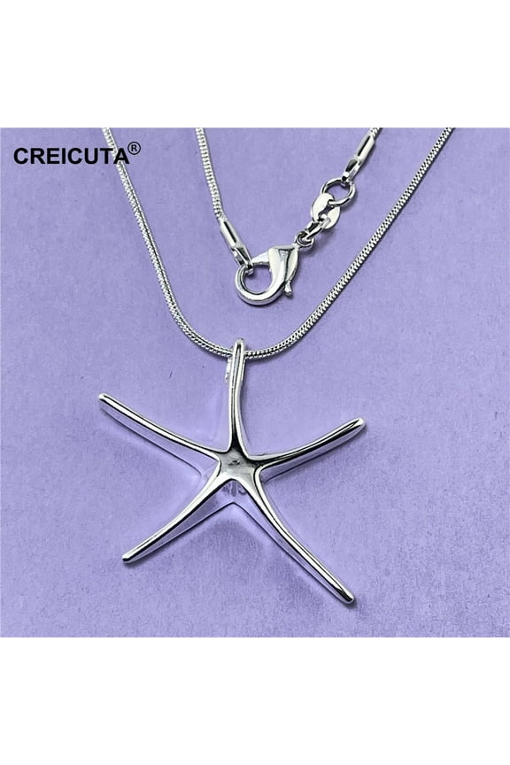 S925 Sterling Silver Starfish Pendant Necklace Ocean-Inspired Elegant Jewelry for Women