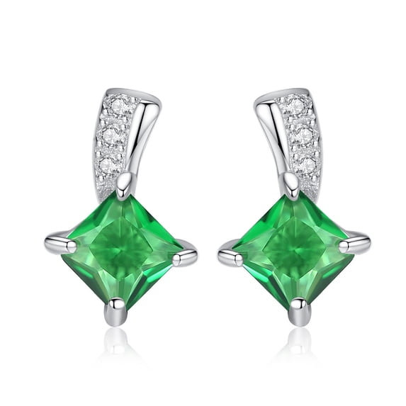S925 Sterling Silver Stud Earrings for Women with Green Opal and Moissanite SE0046