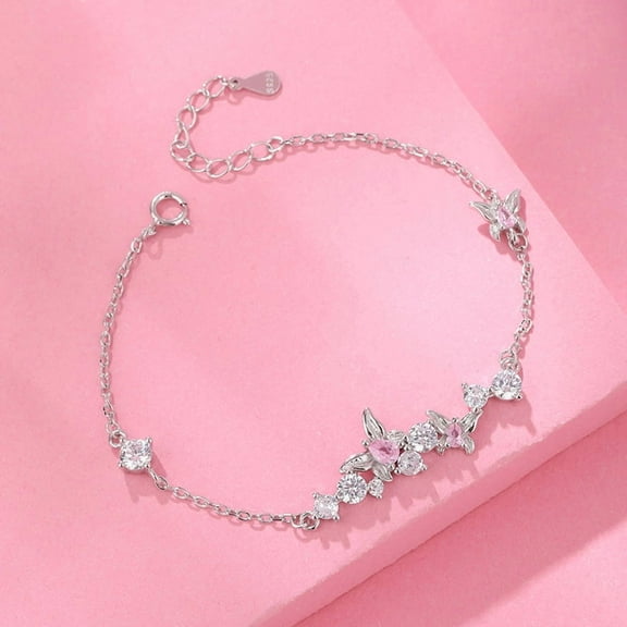 S925 Sterling Silver Sweet Butterfly Bracelet For Women Simple