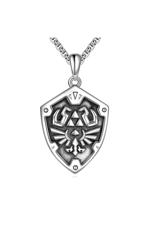 S925 Sterling Silver Triangle Shield Pendant Necklace for Men Women Anime Jewelry Birthday Gifts for Women