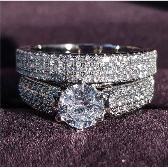 Womens 925 Sterling Silver Ring with Zircon Inlay High Quality Band for Her Simple Silver Womens Ring Combination Ring Elegant Ring