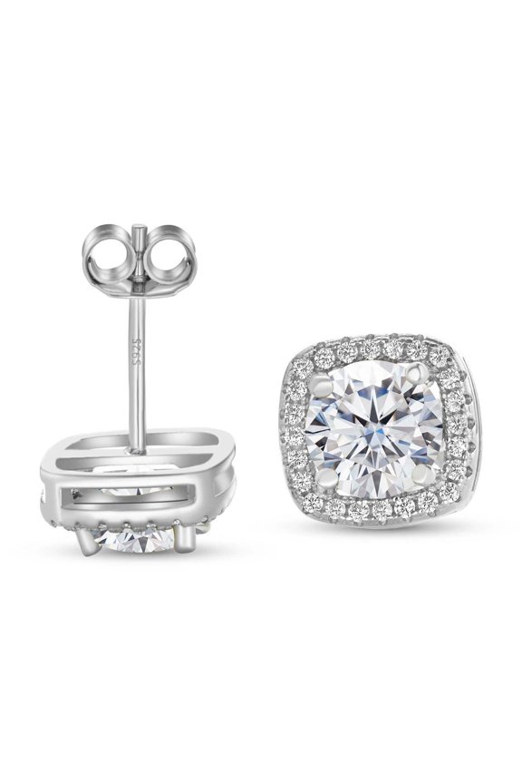 S925 Sterling Silver Women's Earrings Moissanite Earrings 1 Carat Square Bag Earrings