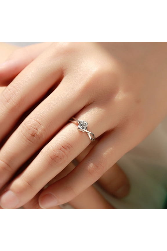 S925 Sterling Silver Women's Platinum Ring Jewelry