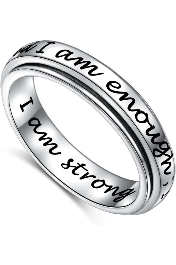 S925 Sterling  Spinner Fidget Ring for    Boredom   Rings