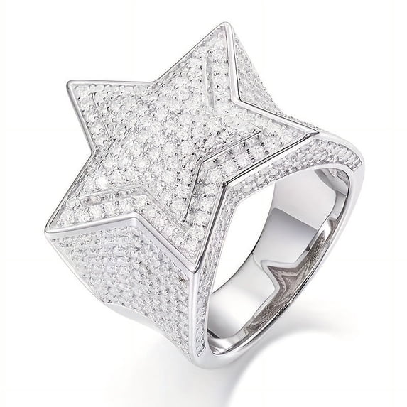 S925 silver 18K gold plated moissanite pentagram ring for men and women Gift for your boyfriend