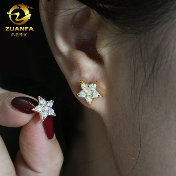 S925 silver VVS moissanite star earrings simple earrings with diamond pen