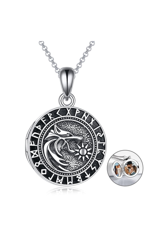 S925 sterling silver Celtic Wolf photo clip necklace. This necklace is Jewelry gift for a Women
