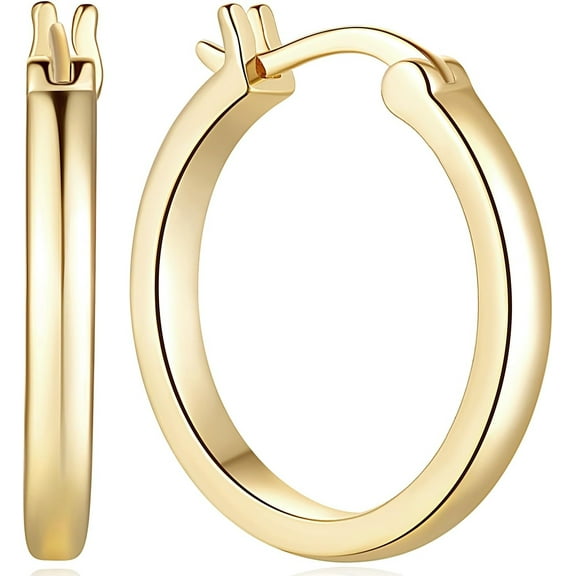S925 sterling silver Hoop Earrings for Women 14K Gold Plating Earrings Lightweight Earrings Hoops 20mm