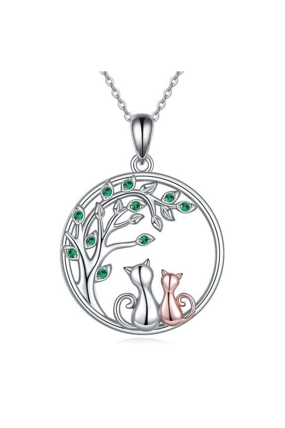 S925 sterling silver Moon and Black Cat necklace Gothic Cat jewelry gifts for Women