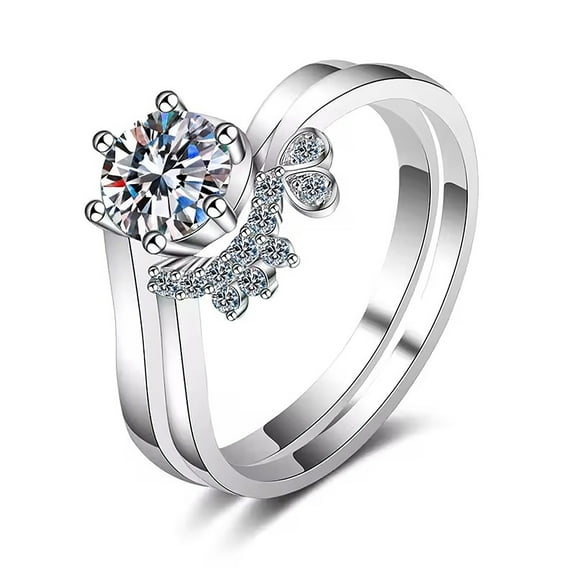 S925 sterling silver moissanite pair ring 1.0 CT Moissanite Engagement Ring Promise Bridal Ring