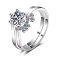 thumbnail image 1 of S925 sterling silver moissanite pair ring 1.0 CT Moissanite Engagement Ring Promise Bridal Ring, 1 of 13