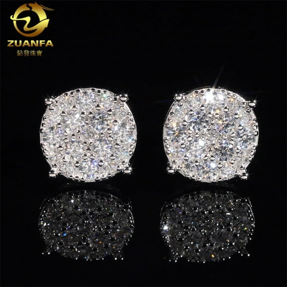 S925 sterling silver round full-set moissanite earrings classic earrings for men and women