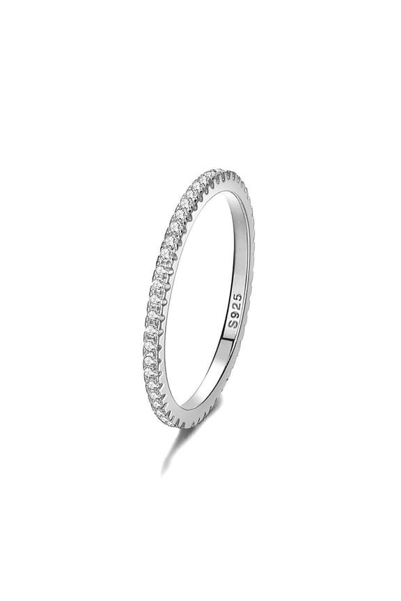 S925 sterling silver row diamond ring women's niche design ins style full diamond tail ring versatile light luxury high-end index finger ring-silver