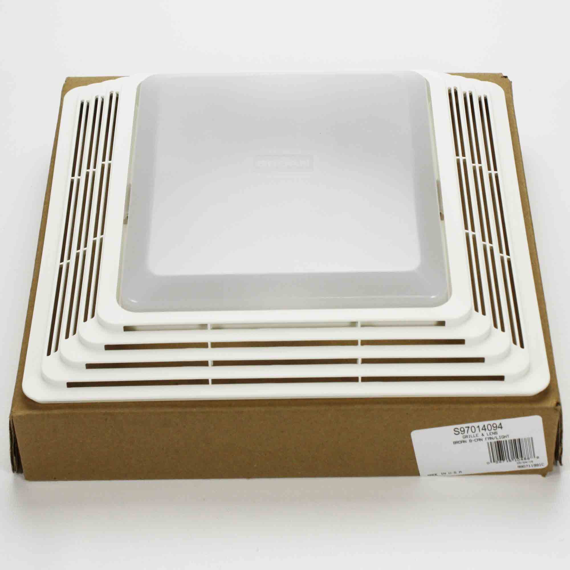 Broan NuTone Bath Fan Vent Grille S97014094 with Bathroom Light Cover ...