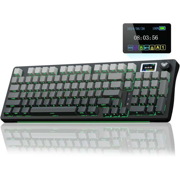 S98 Pro Mechanical Keyboard with Screen & Knob,2.4GHz/USB-C/BT5.0 Hot Swappable Creamy Keyboard,Pre-lubed Linear Switches,Side Printed PBT Keycaps,RGB Backlit Gaming Keyboards