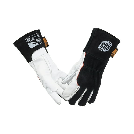 SA Performance MIG/Stick Welding Gloves - Lambskin and Black Suede Leather - Full Cotton Fleece Lining - Size L