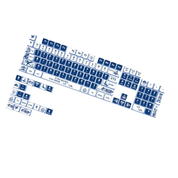 SA Profile 125Key PBT Dye Sublimation Keycaps Showcasing Traditional Chinese Porcelain Art For Builds