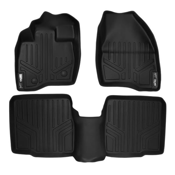 SA0161-B0082 Custom Fit 2 Row Floor Mats Liner Set without 2nd Row Center Console for 2015-2016 Ford Explorer, Black