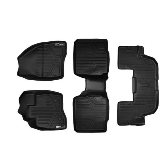 SA0161-B0109-C0082 Custom Fit 3 Row Floor Mats Liner Set with 2nd Row Center Console for 2015-2016 Ford Explorer, Black