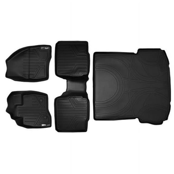 SA0161-B0109-D0082 2 Rows Behind Floor Mats & Cargo Liner Set with Center Console for 2015-2016 Ford Explorer, Black