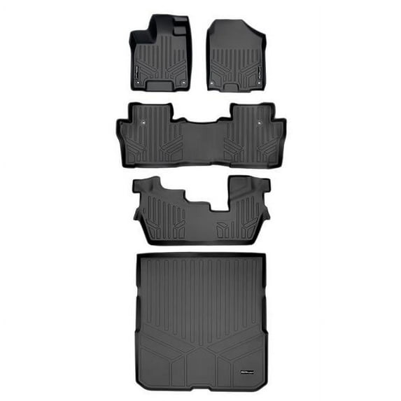 SA0200-B0200-C0200-D0200 Custom Fit 3 Rows Behind 2nd Row Floor Mats & Cargo Liner Set - 8 Passenger Model for 2016-2021 Honda Pilot, Black
