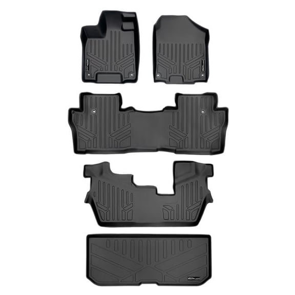 SA0200-B0200-C0200-E0200 Custom Fit 3 Rows Behind Floor Mats & Cargo Liner Set - 8 Passenger Model for 2016-2021 Honda Pilot, Black