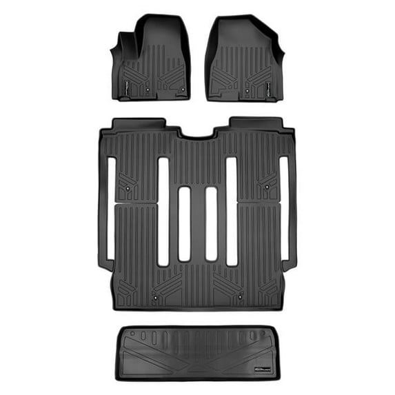 SA0203-B0203-E0203 Custom Fit Behind 3rd Row Floor Mats & Cargo Liner Set - 8 Passenger Model Only for 2015-2021 Kia Sedona, Black