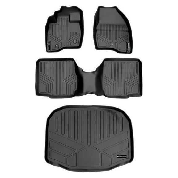 SA0245-B0109-E0082 Custom Fit 2 Rows Floor Mats & Cargo Liner Set with Center Console for 2017-2019 Ford Explorer, Black