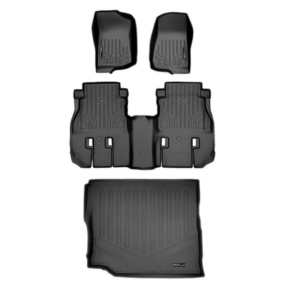 SA0316-R-B0316-D0414 All Weather Custom Fit 2 Row Floor Mats & Cargo Liner Set for 2021 Jeep Wrangler, Black